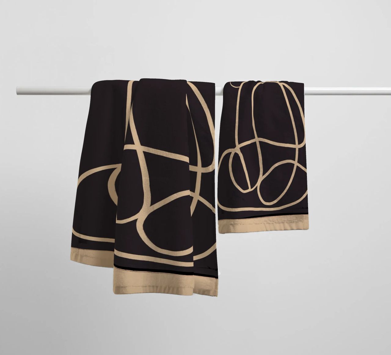 Abstract Line Art Cat towel by ThingDesign