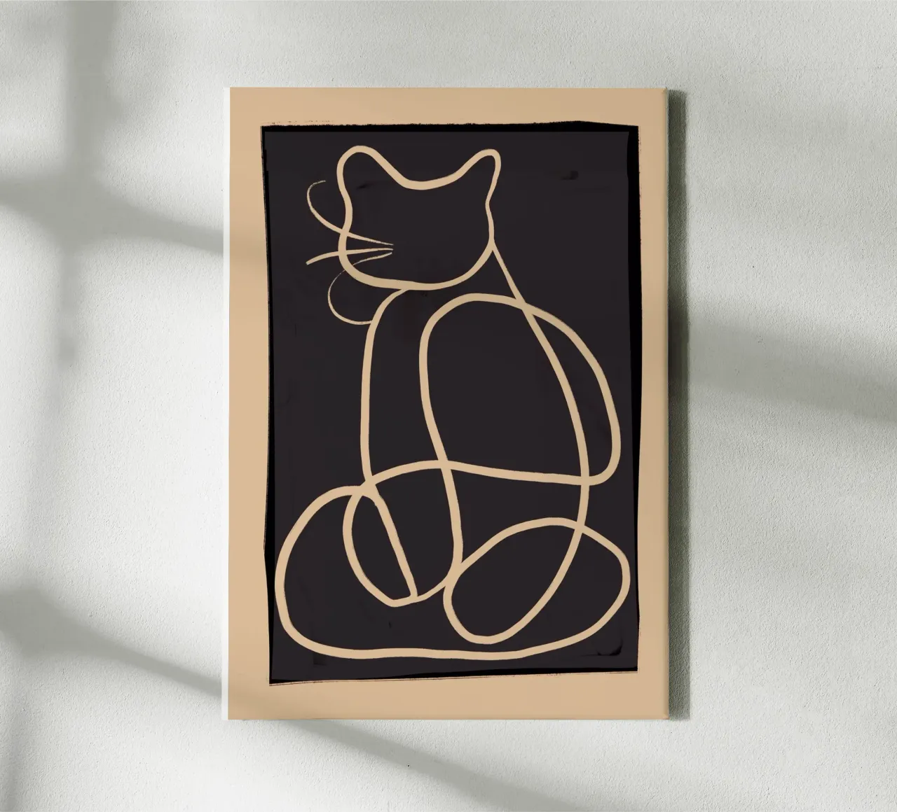 Abstrakte Linienkunst Katze Leinwand von ThingDesign