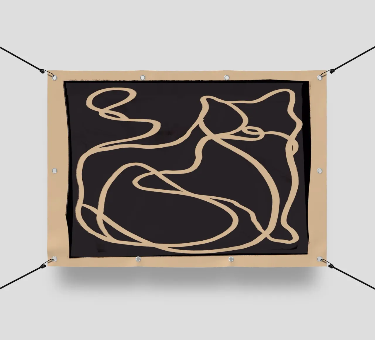 Gatto astratto Line Art 2 telo in pvc da ThingDesign