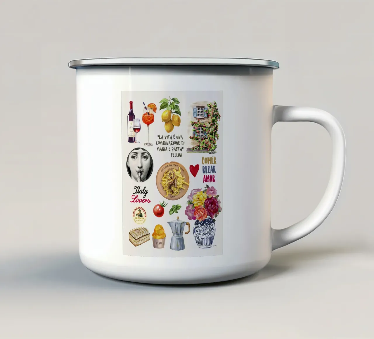 Fellini tazza in smalto da Ana Paula Hoppe