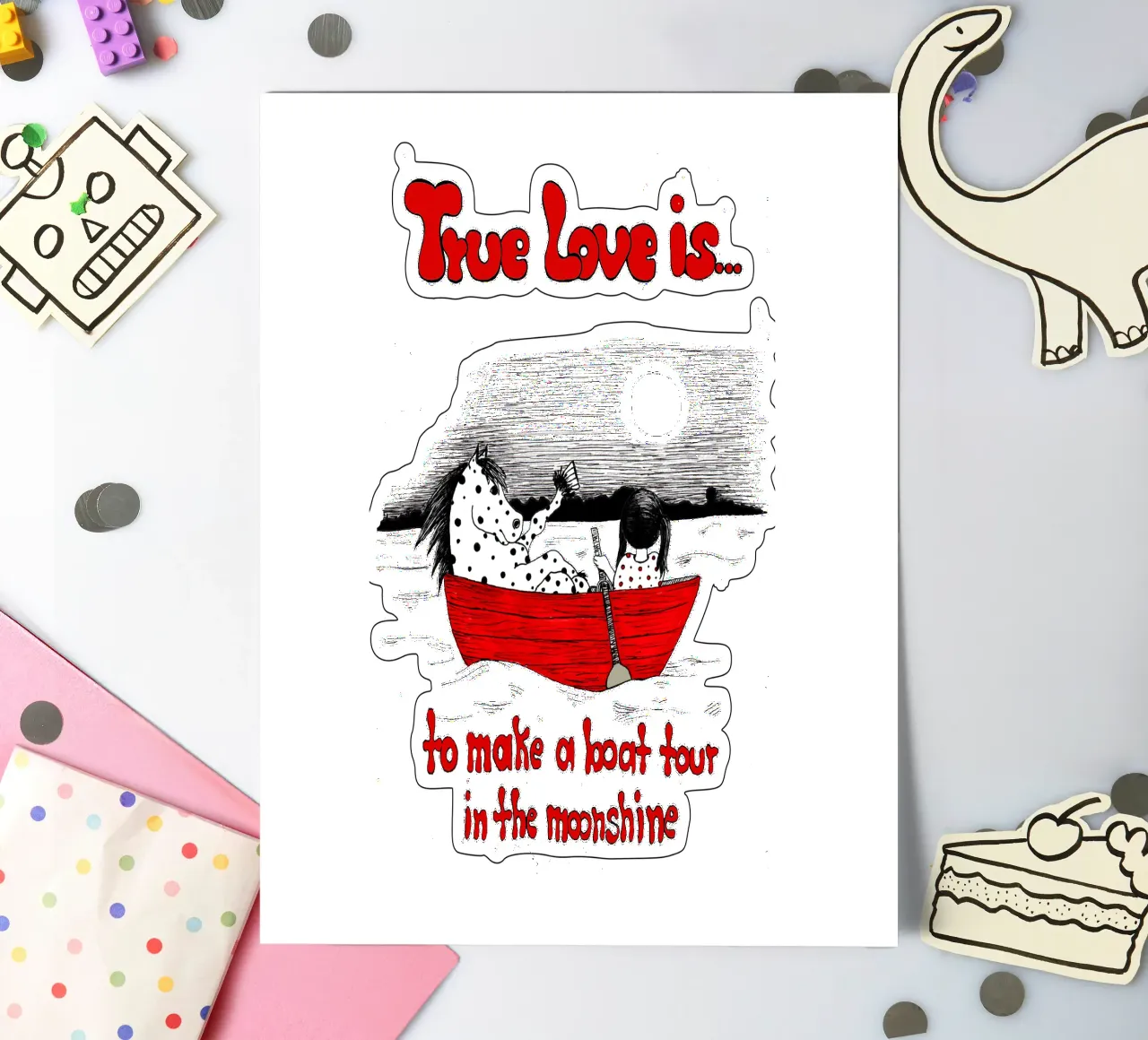 True Love is to make s boat tour in the moonshine sticker sheet by Pferdemädchen