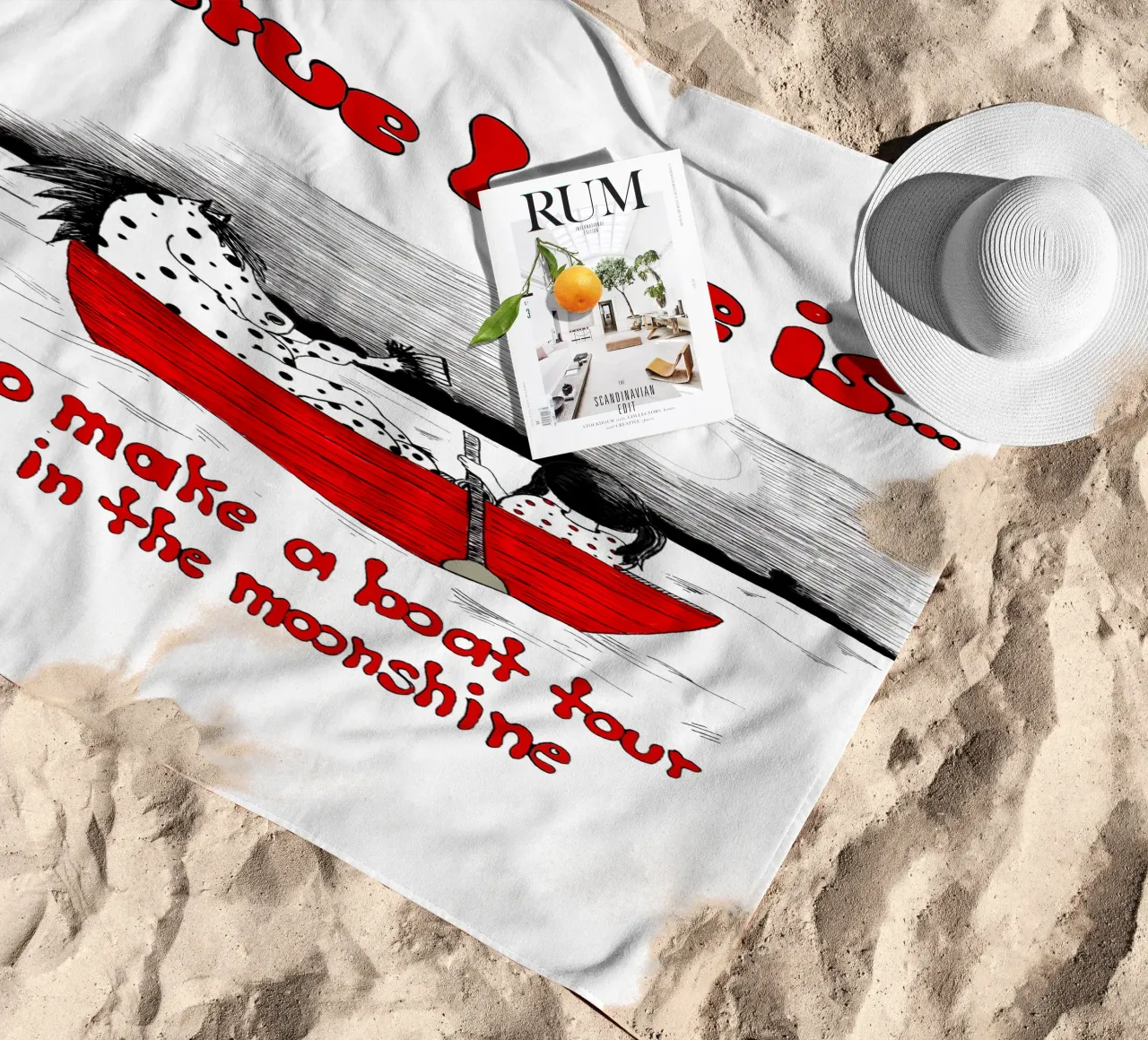 True Love is to make s boat tour in the moonshine beach towel by Pferdemädchen