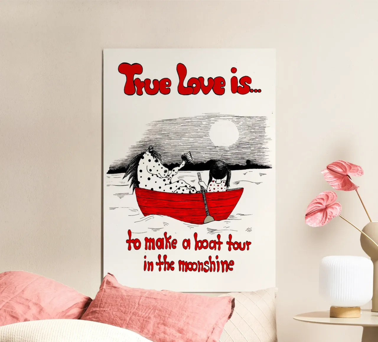 True Love is to make s boat tour in the moonshine alu-dibond by Pferdemädchen