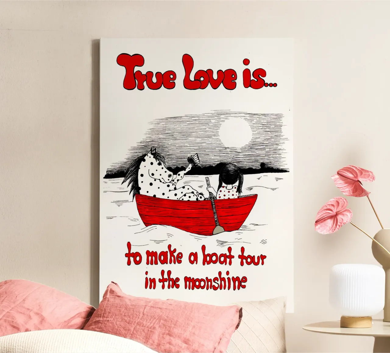 True Love is to make s boat tour in the moonshine tela con Cornice a cassetta da Pferdemädchen