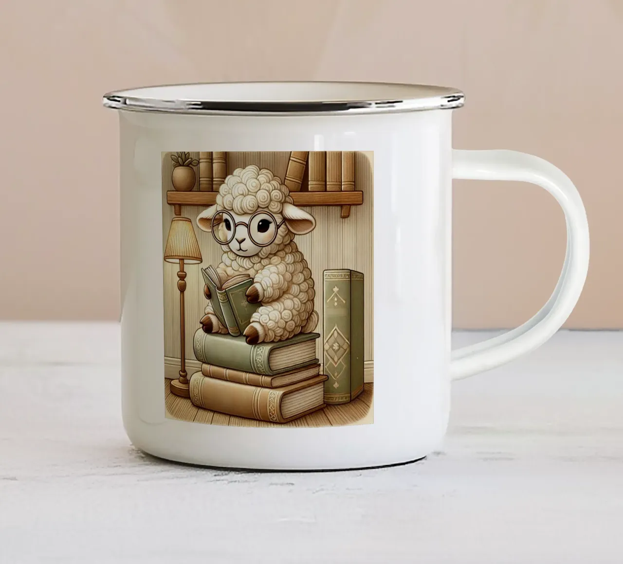 La pecora libraia tazza in smalto da FluffyToons