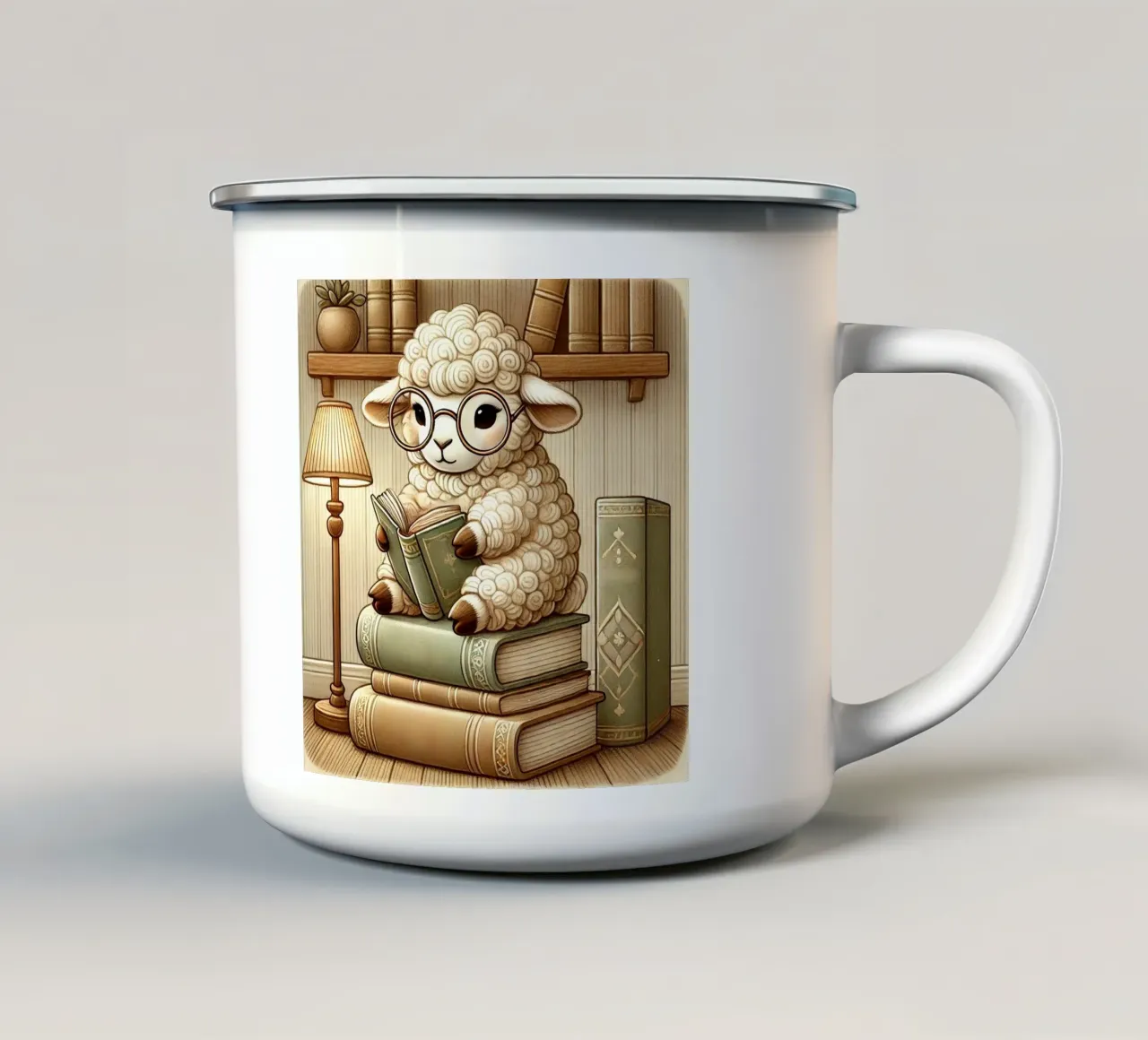 La pecora libraia tazza in smalto da FluffyToons