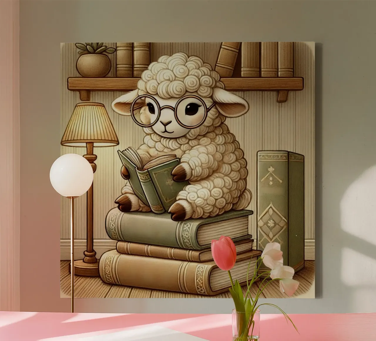 Het boekachtige schaap canvas met Baklijst van FluffyToons