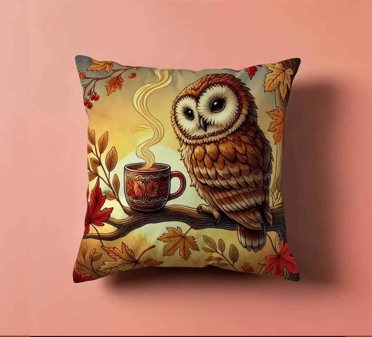 Gufo d'autunno Serenity cuscino da FluffyToons