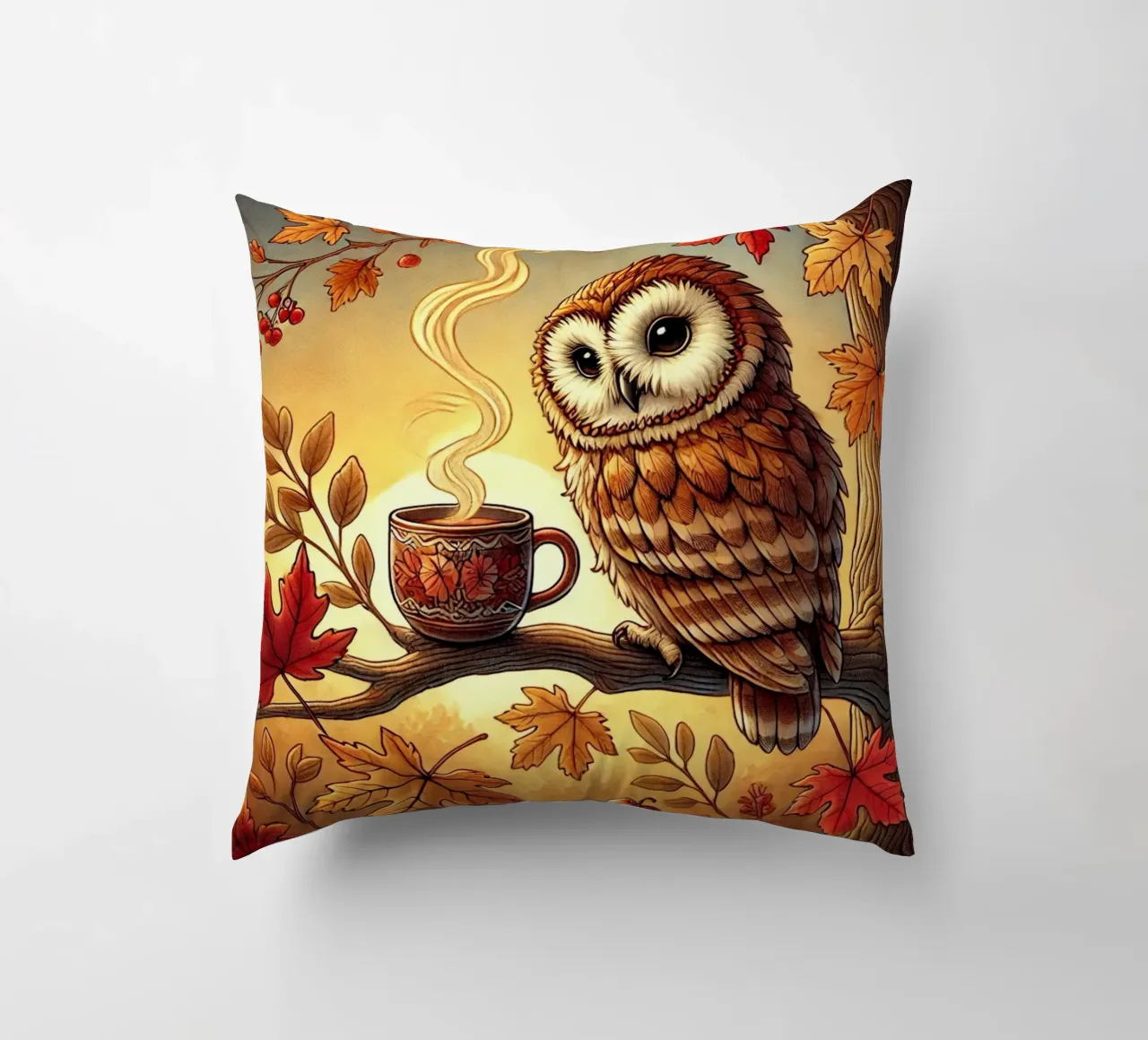Gufo d'autunno Serenity cuscino da FluffyToons