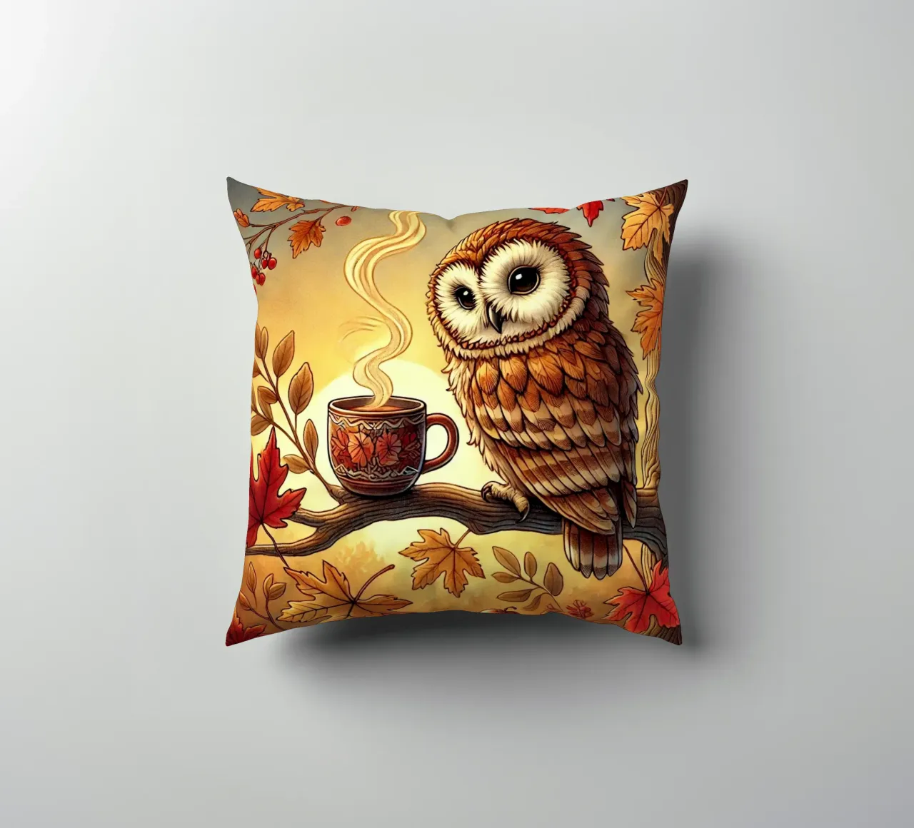 Gufo d'autunno Serenity cuscino da FluffyToons