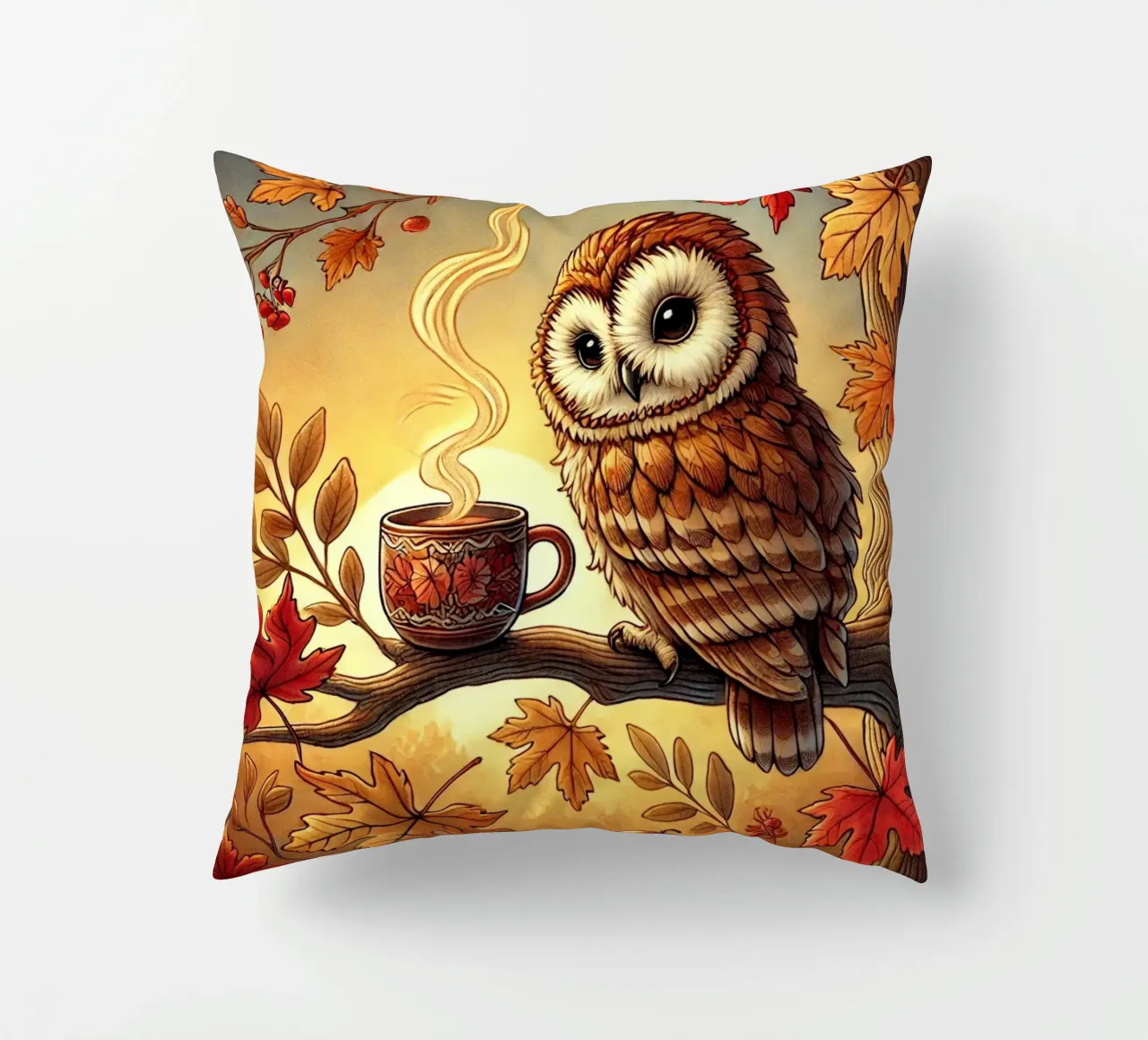 Gufo d'autunno Serenity cuscino da FluffyToons