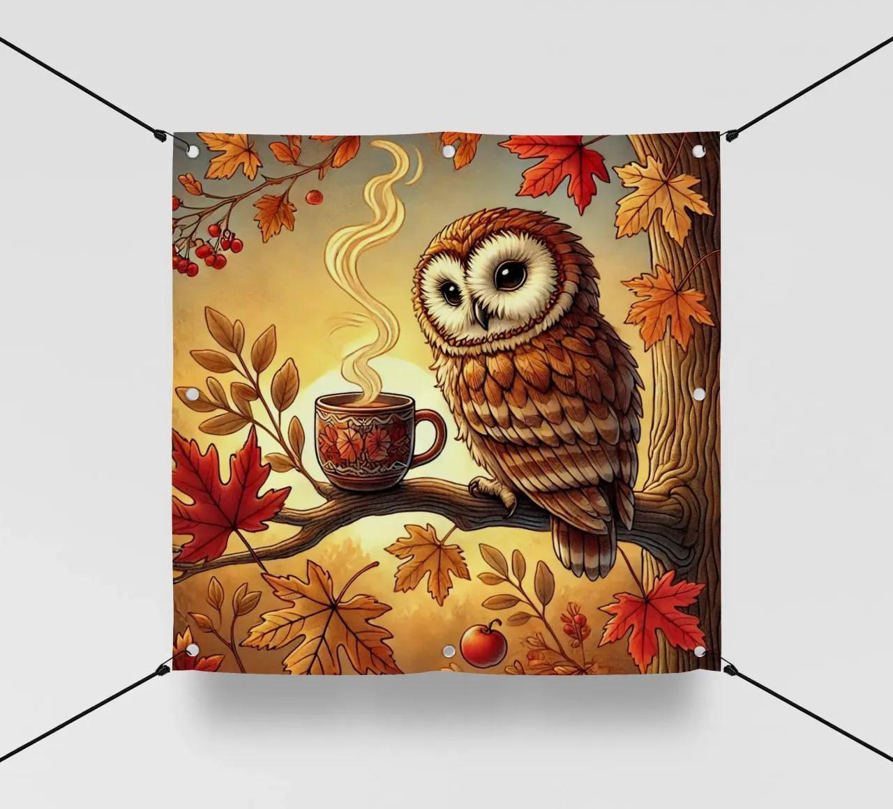 Gufo d'autunno Serenity telo in pvc da FluffyToons