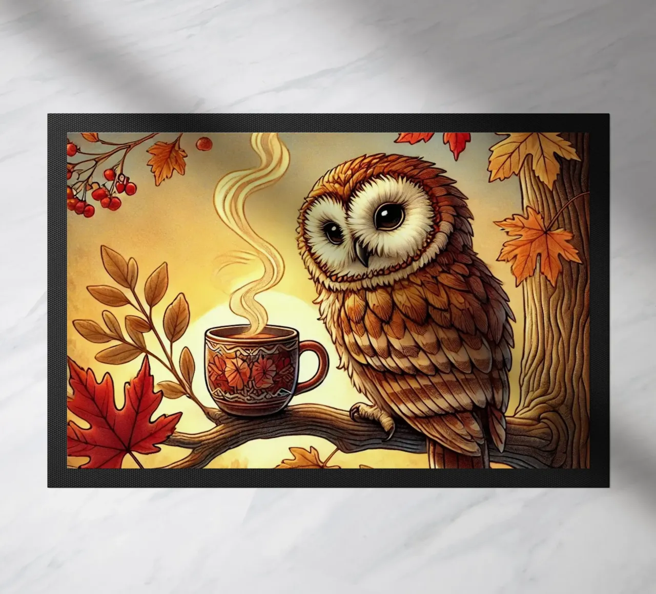 Gufo d'autunno Serenity zerbino da FluffyToons