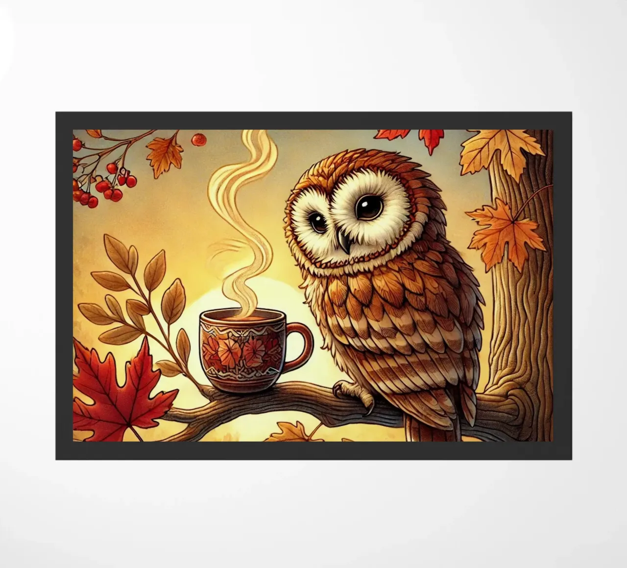 Gufo d'autunno Serenity zerbino da FluffyToons