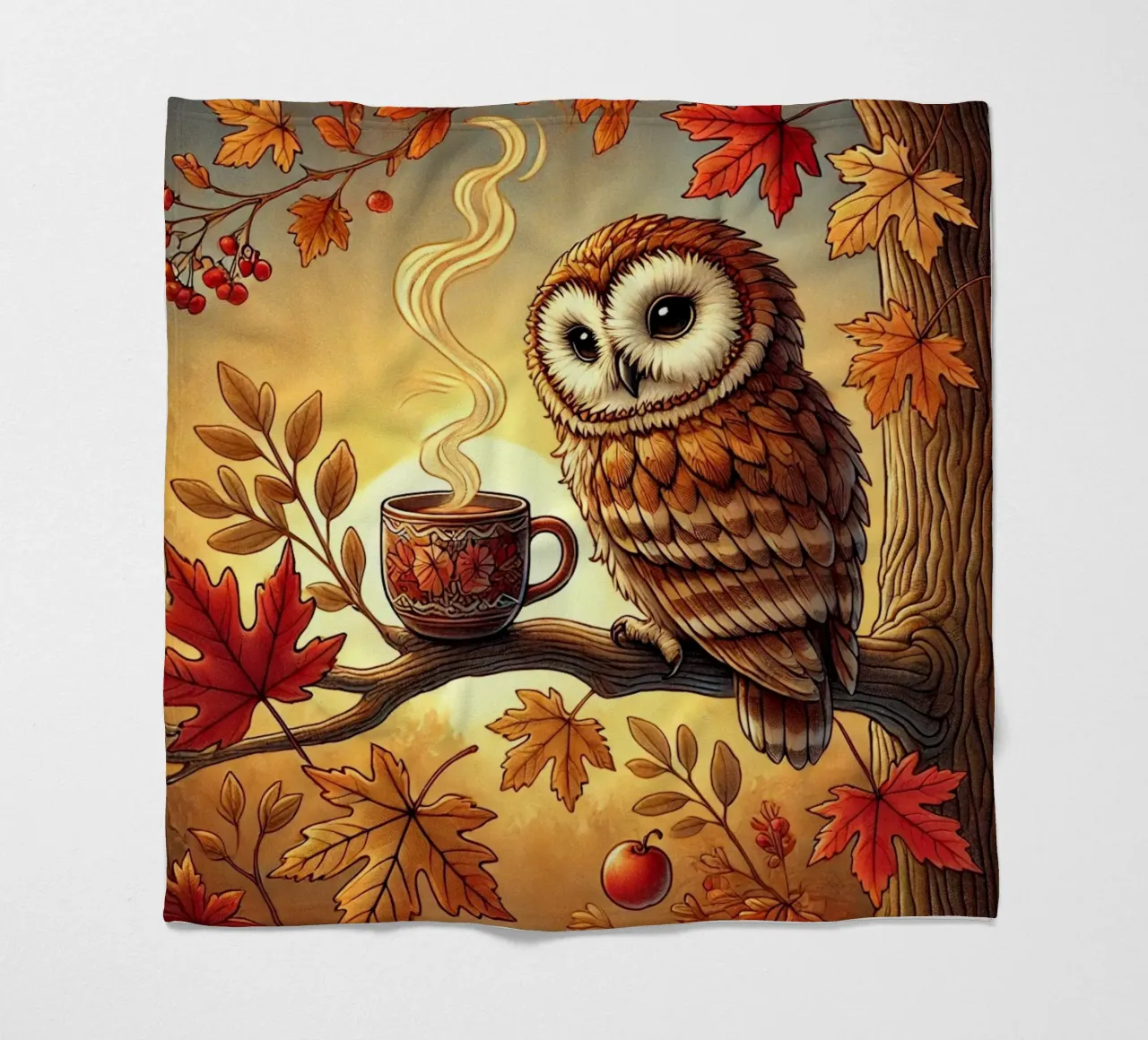 Gufo d'autunno Serenity coperta in pile da FluffyToons