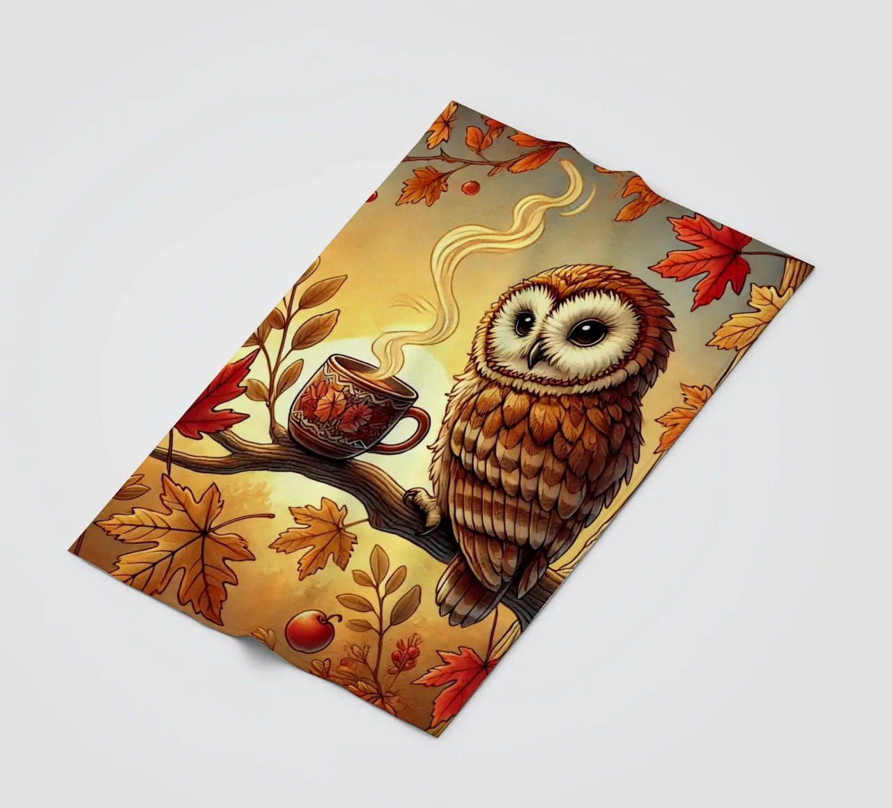 Gufo d'autunno Serenity coperta in pile da FluffyToons