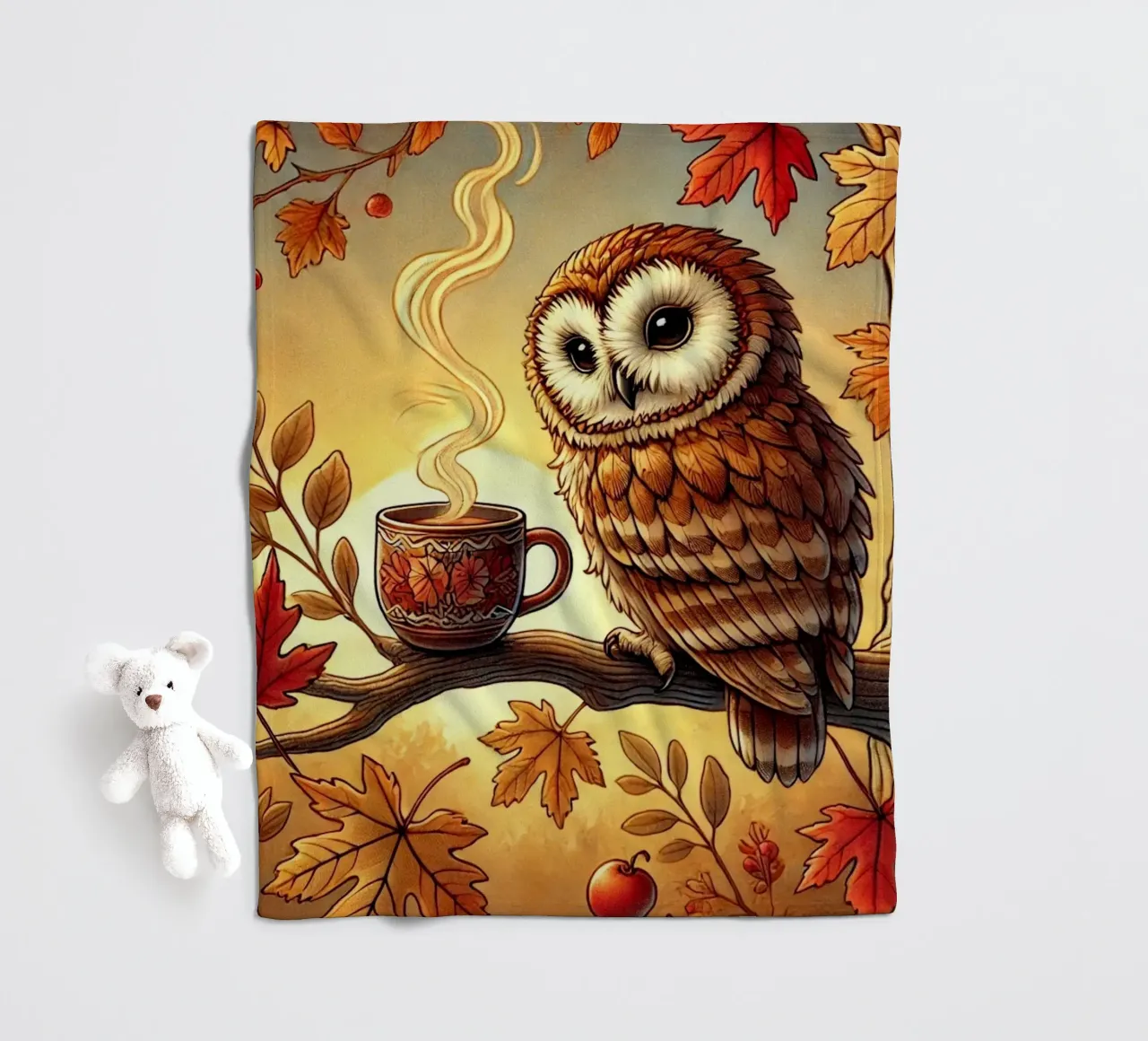 Gufo d'autunno Serenity coperta in pile da FluffyToons