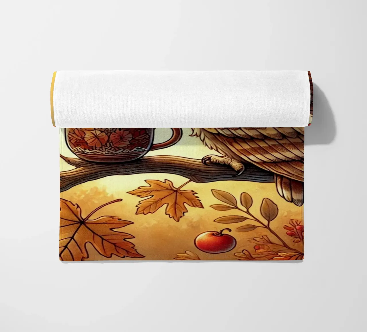 Gufo d'autunno Serenity telo mare da FluffyToons