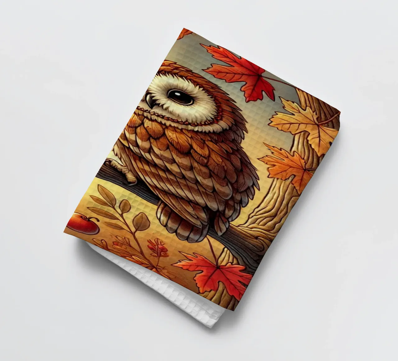 Gufo d'autunno Serenity canovaccio da cucina da FluffyToons