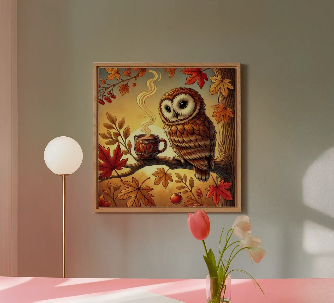 Gufo d'autunno Serenity alluminio dibond da FluffyToons