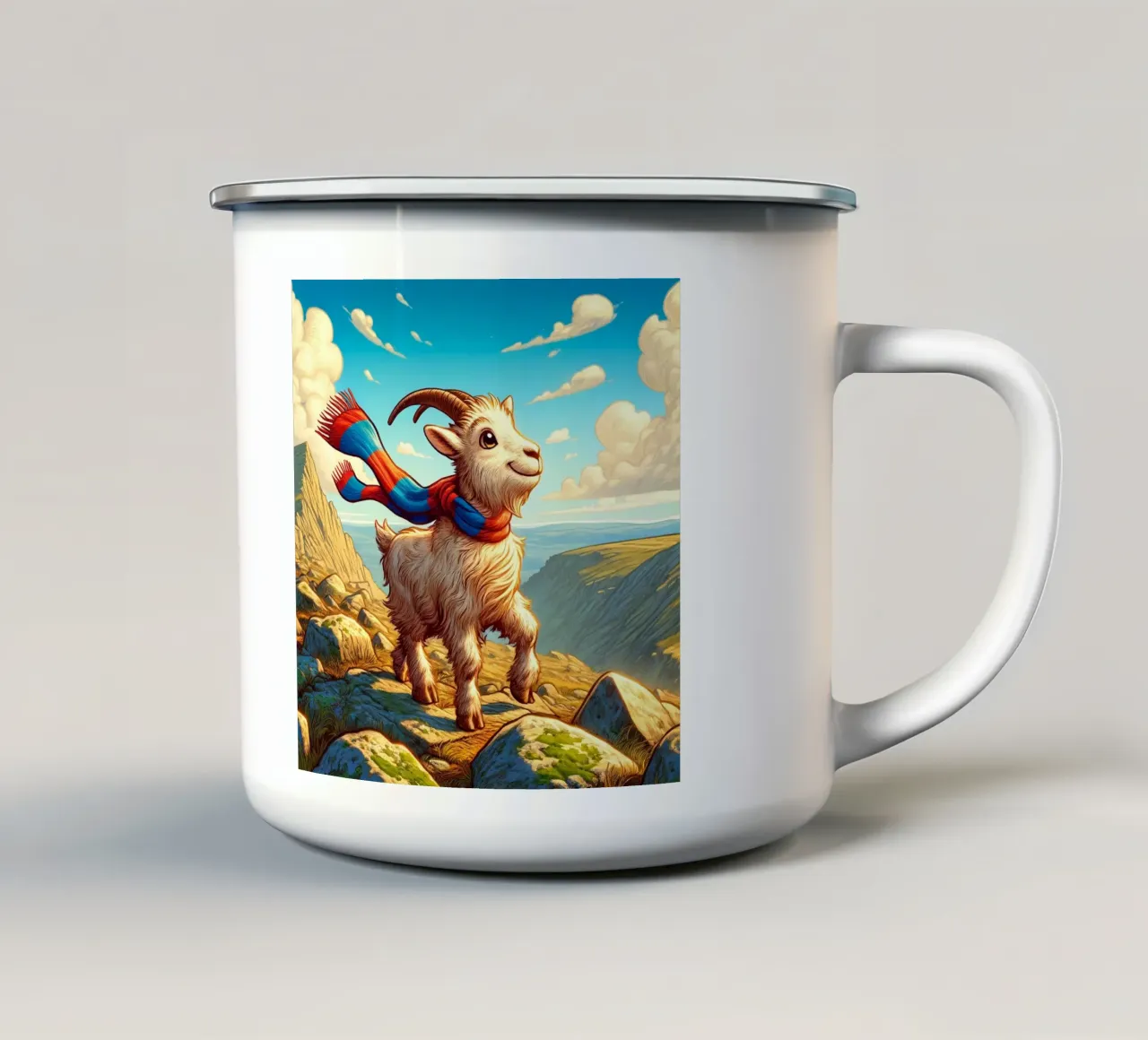 Capra di montagna avventurosa tazza in smalto da FluffyToons