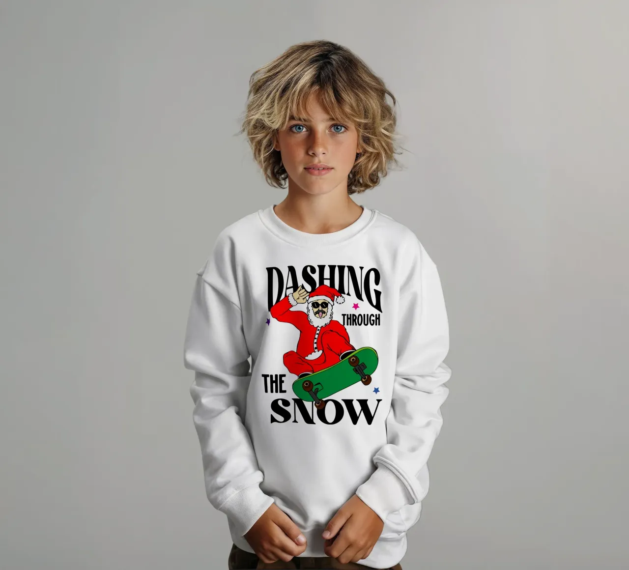Babbo Natale che sfreccia sulla neve felpa bambino da onefeelshop