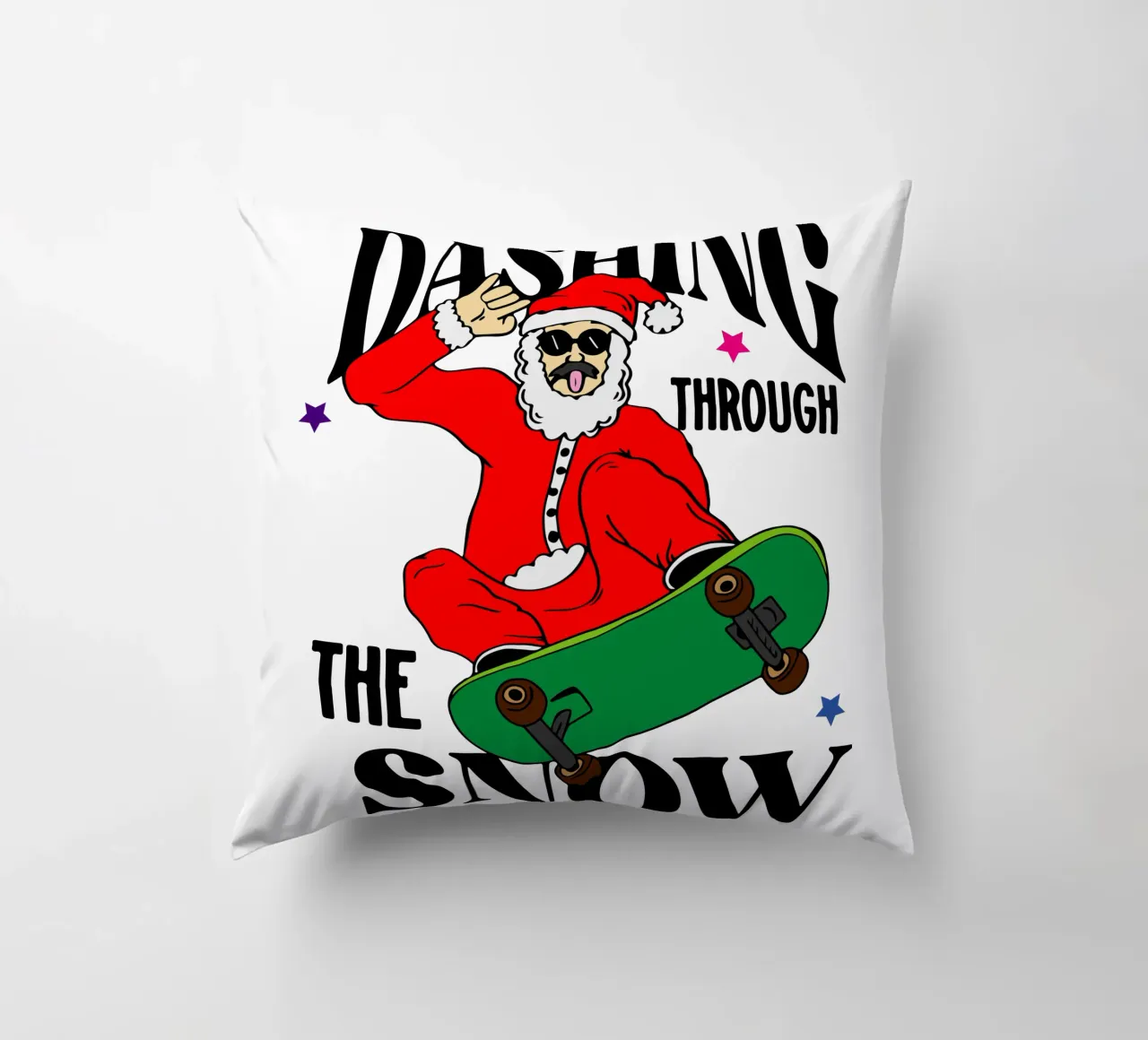 Babbo Natale che sfreccia sulla neve cuscino da onefeelshop