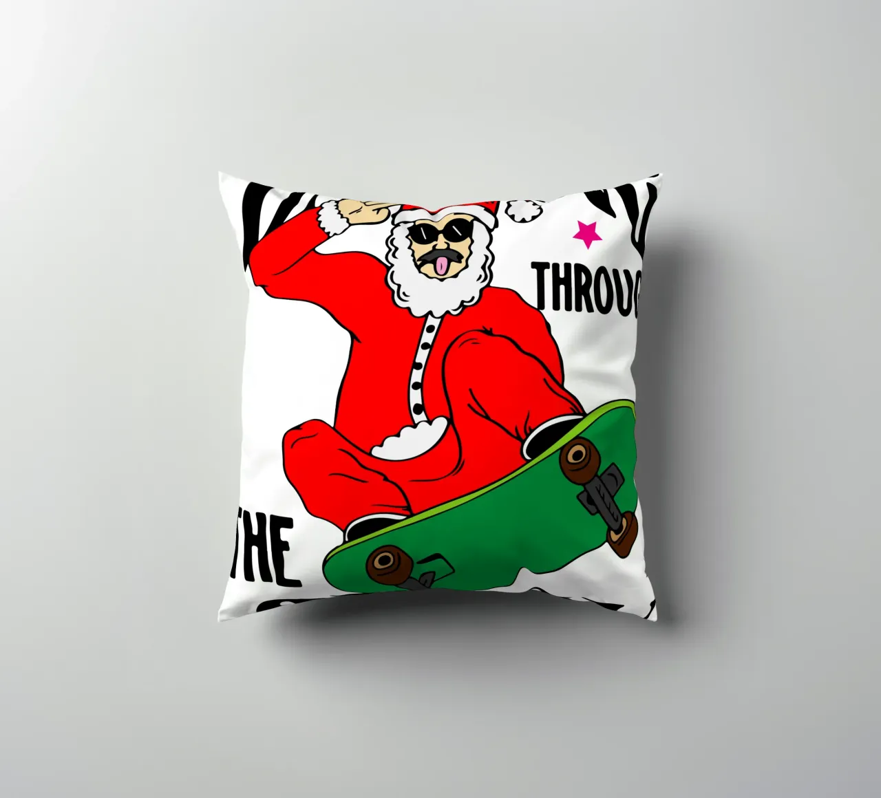 Babbo Natale che sfreccia sulla neve cuscino da onefeelshop