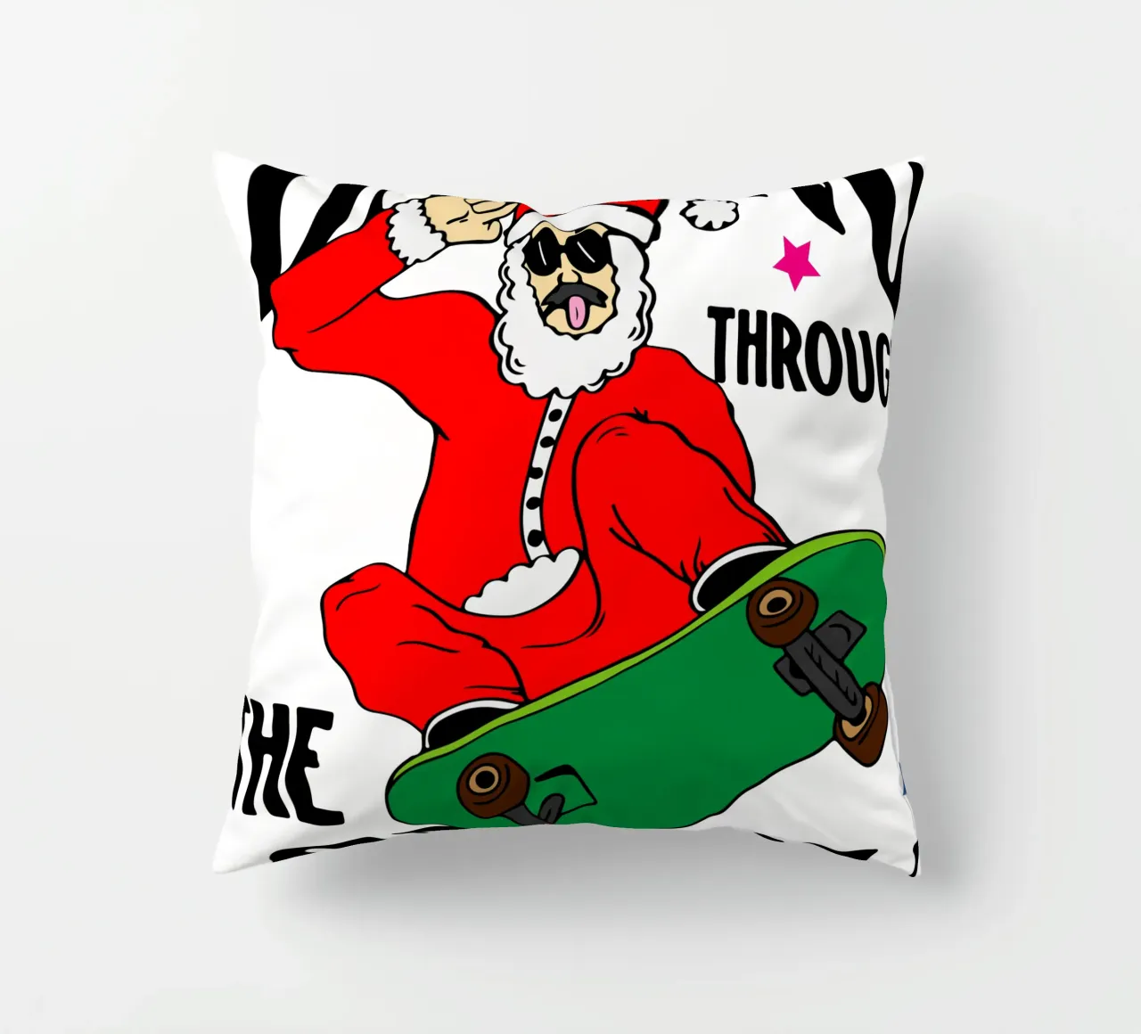 Babbo Natale che sfreccia sulla neve cuscino da onefeelshop