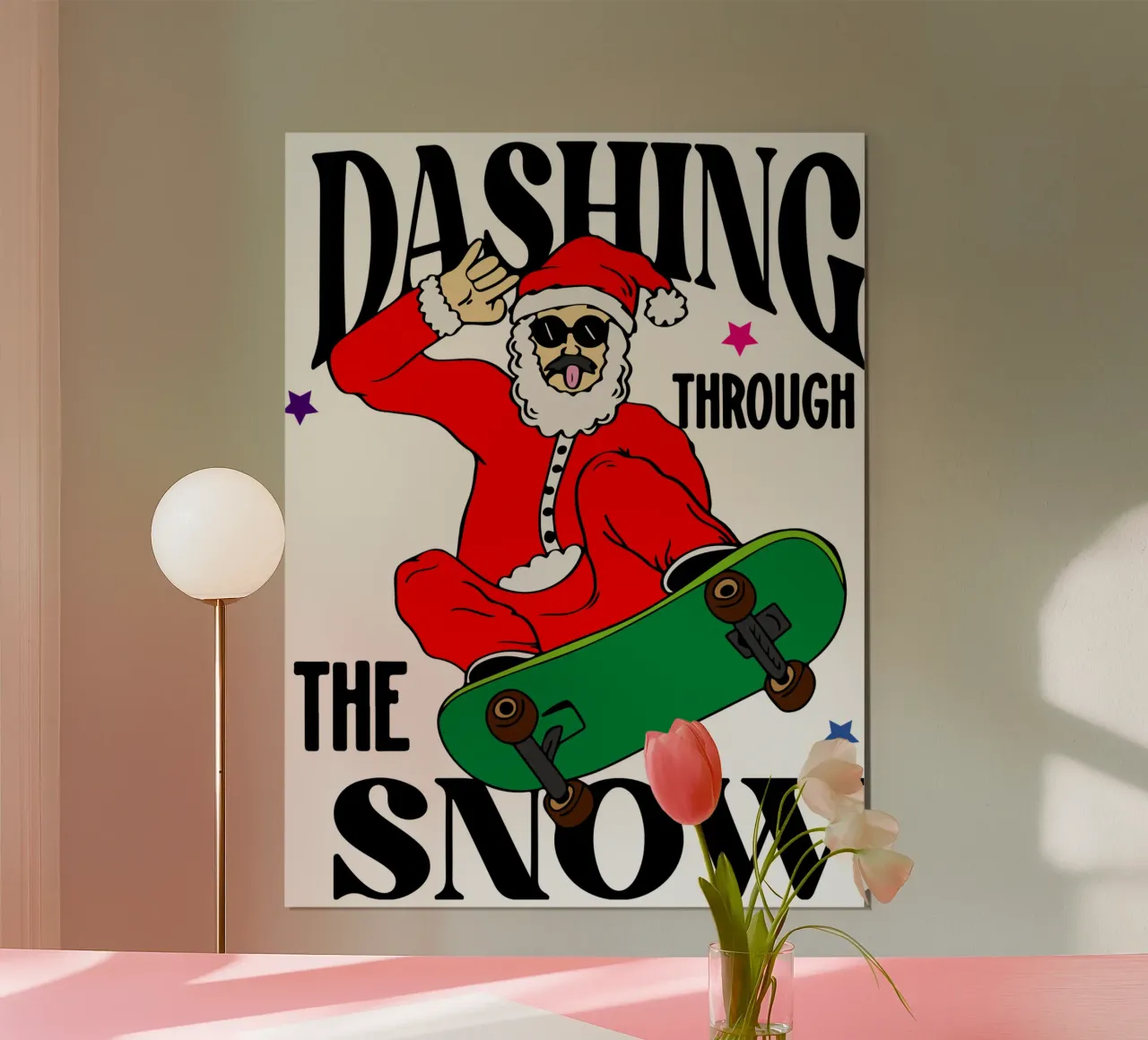Babbo Natale che sfreccia sulla neve carta hahnemühle da onefeelshop