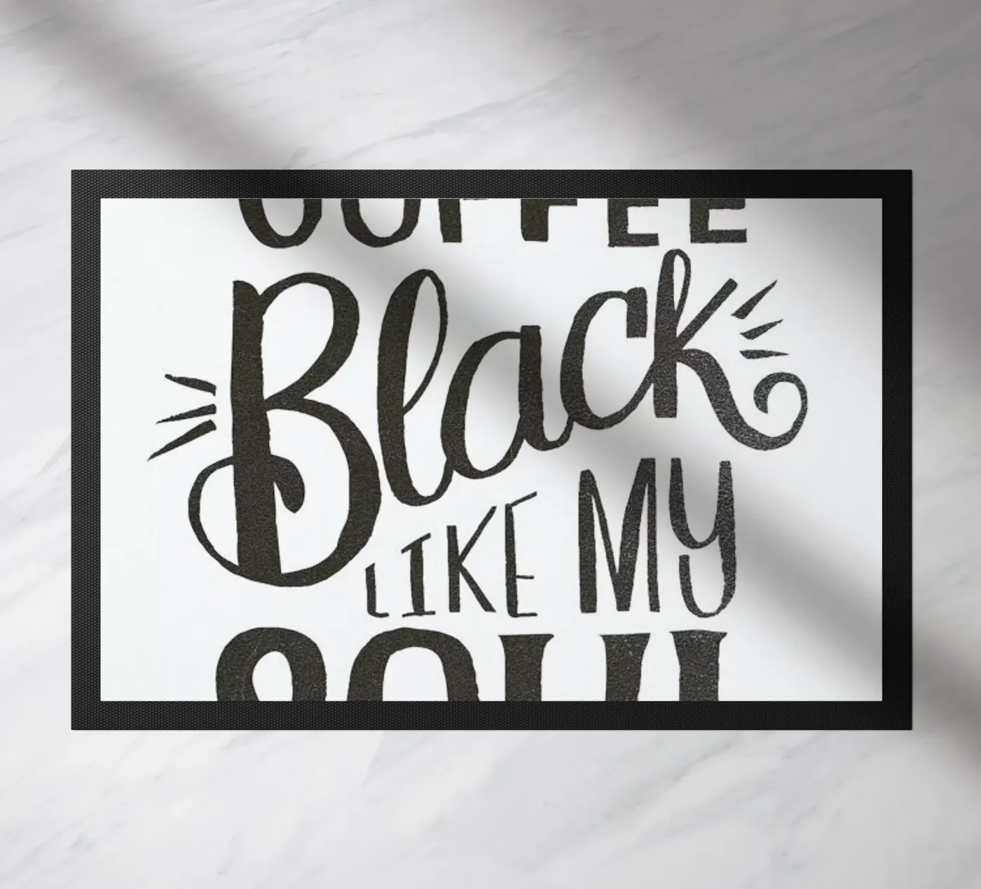 Black Coffee doormat by Matthew Taylor Wilson