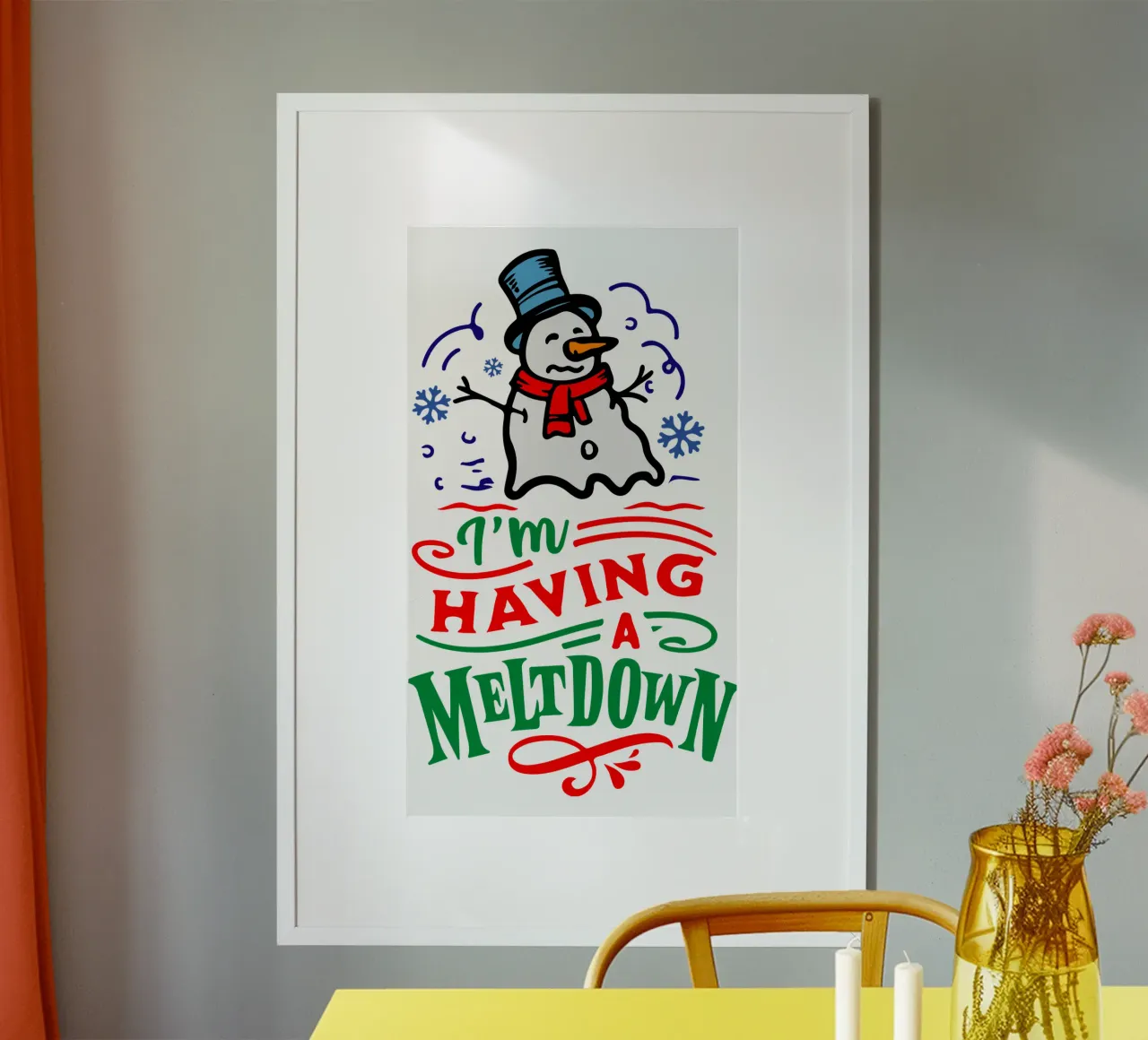 Sto avendo un crollo dell'uomo delle nevi poster con telaio in legno da onefeelshop