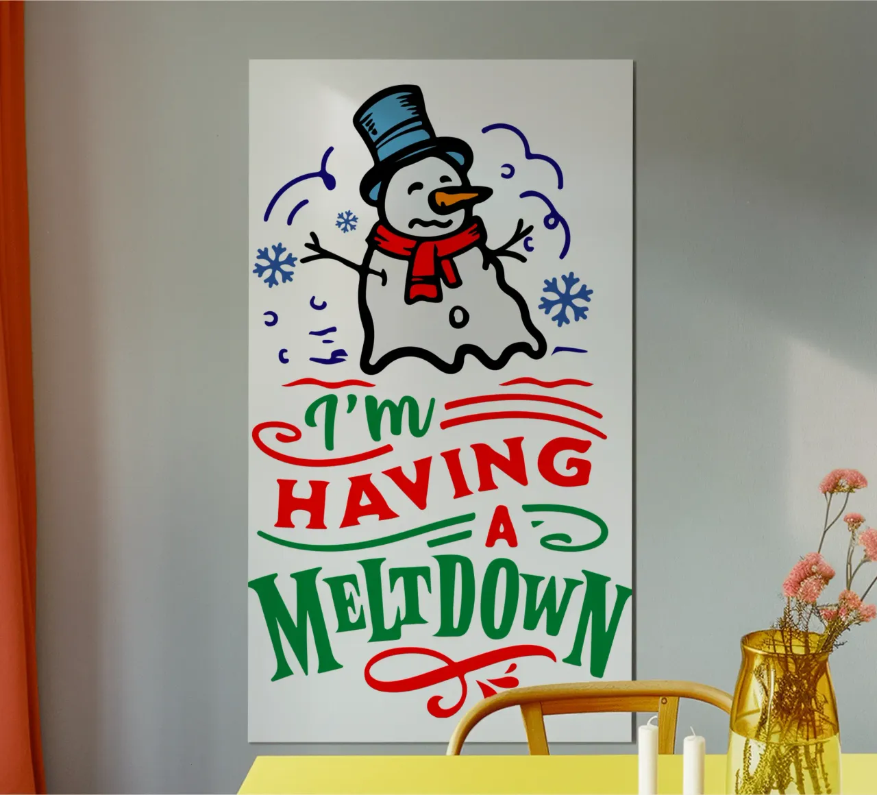 Sto avendo un crollo dell'uomo delle nevi poster con telaio in legno da onefeelshop