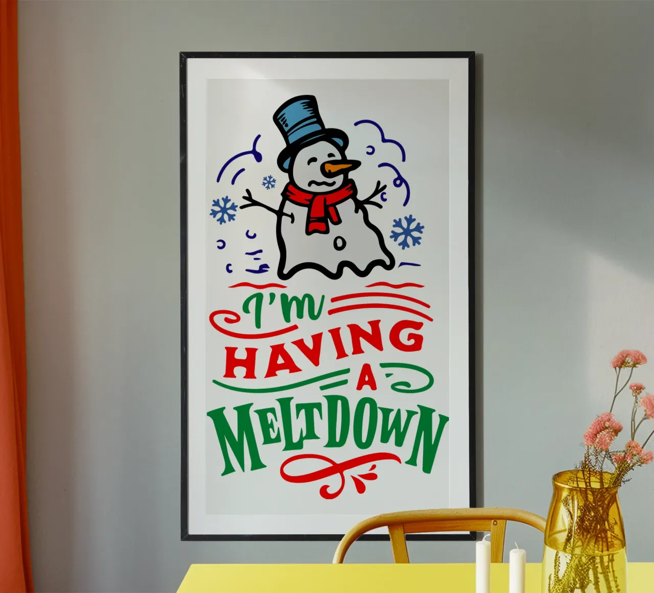 Sto avendo un crollo dell'uomo delle nevi poster con telaio in legno da onefeelshop