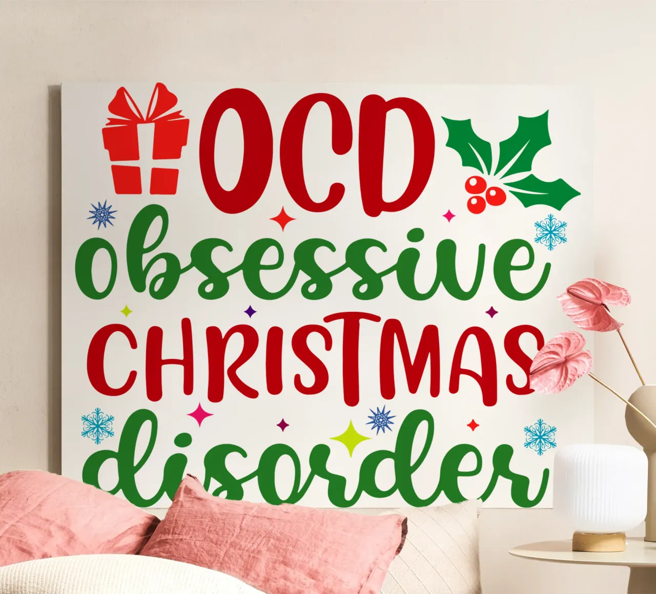 OCD : Disturbo Ossessivo Natalizio tela con Cornice a cassetta da onefeelshop