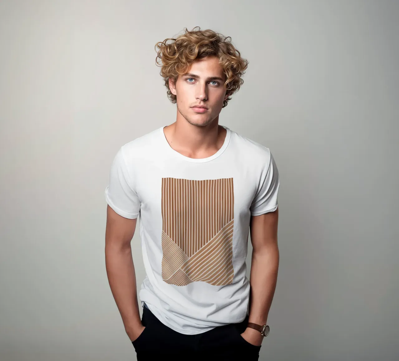 Geometric Pattern with Parallel Lines t-shirt by Melloi Art Print