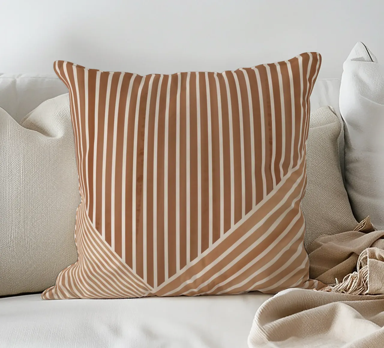 Geometric Pattern with Parallel Lines decorative cushion by Melloi Art Print