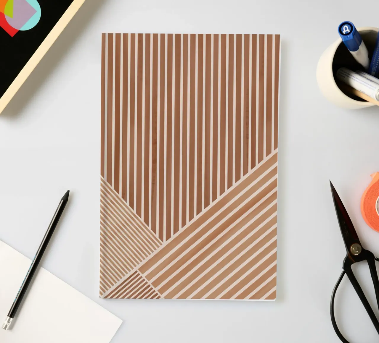 Geometric Pattern with Parallel Lines notebook by Melloi Art Print