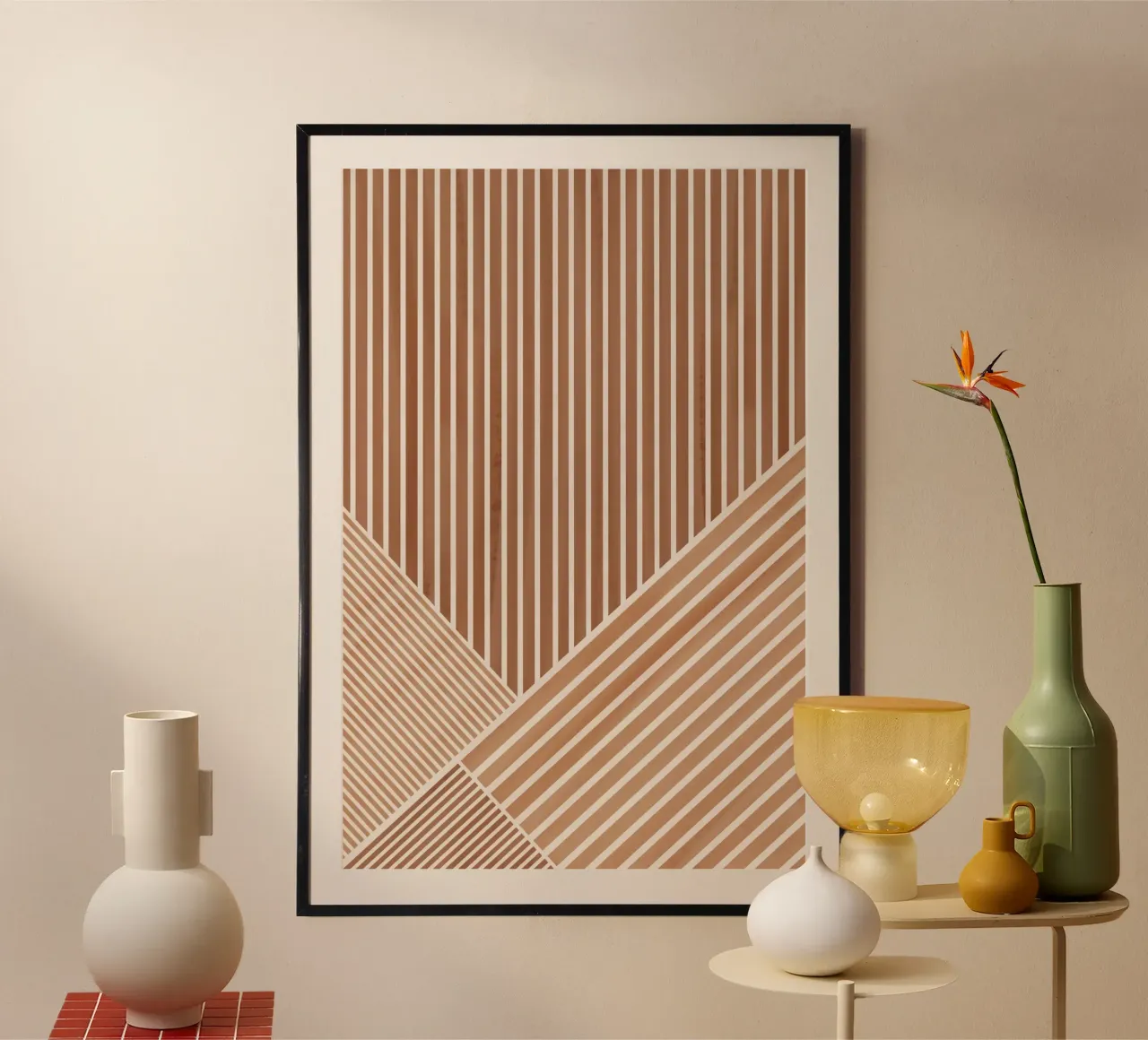 Geometric Pattern with Parallel Lines hahnemühle by Melloi Art Print