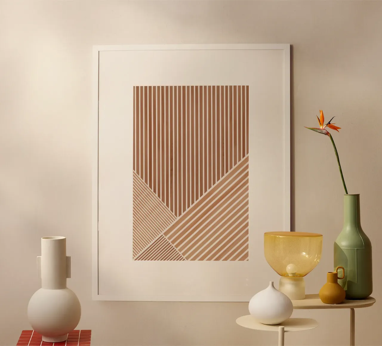 Geometric Pattern with Parallel Lines hahnemühle by Melloi Art Print