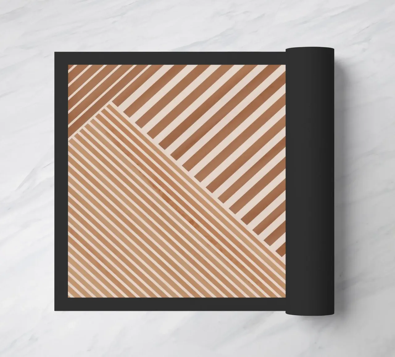 Geometrisches Muster mit diagonalen Linien Fußmatte von Melloi Art Print