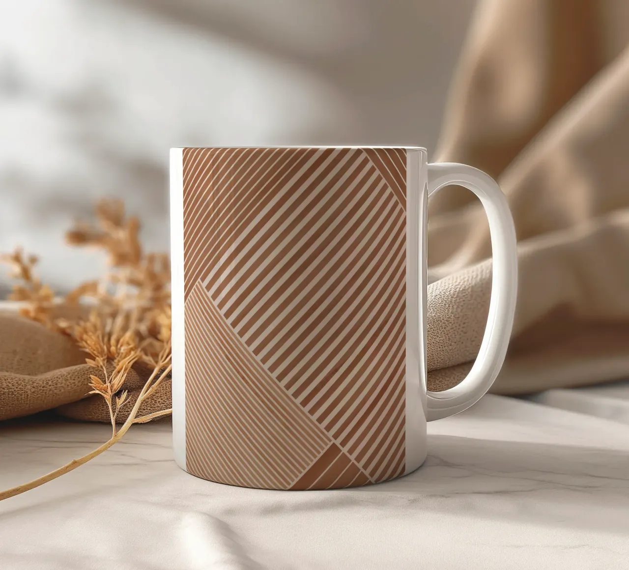 Geometric Pattern with Diagonal Lines ceramic mug by Melloi Art Print