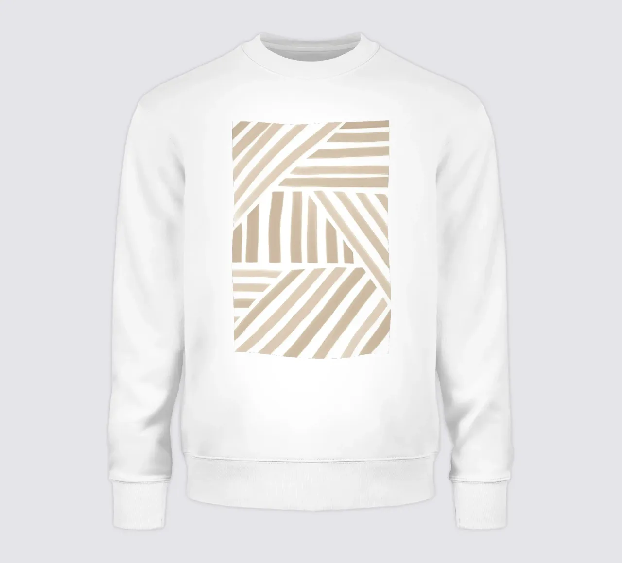 Motivo astratto a strisce geometriche bianche e beige felpa da Melloi Art Print