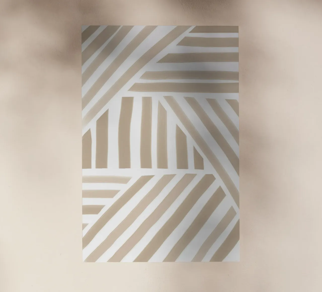 Motivo astratto a strisce geometriche bianche e beige pellicola backlit da Melloi Art Print