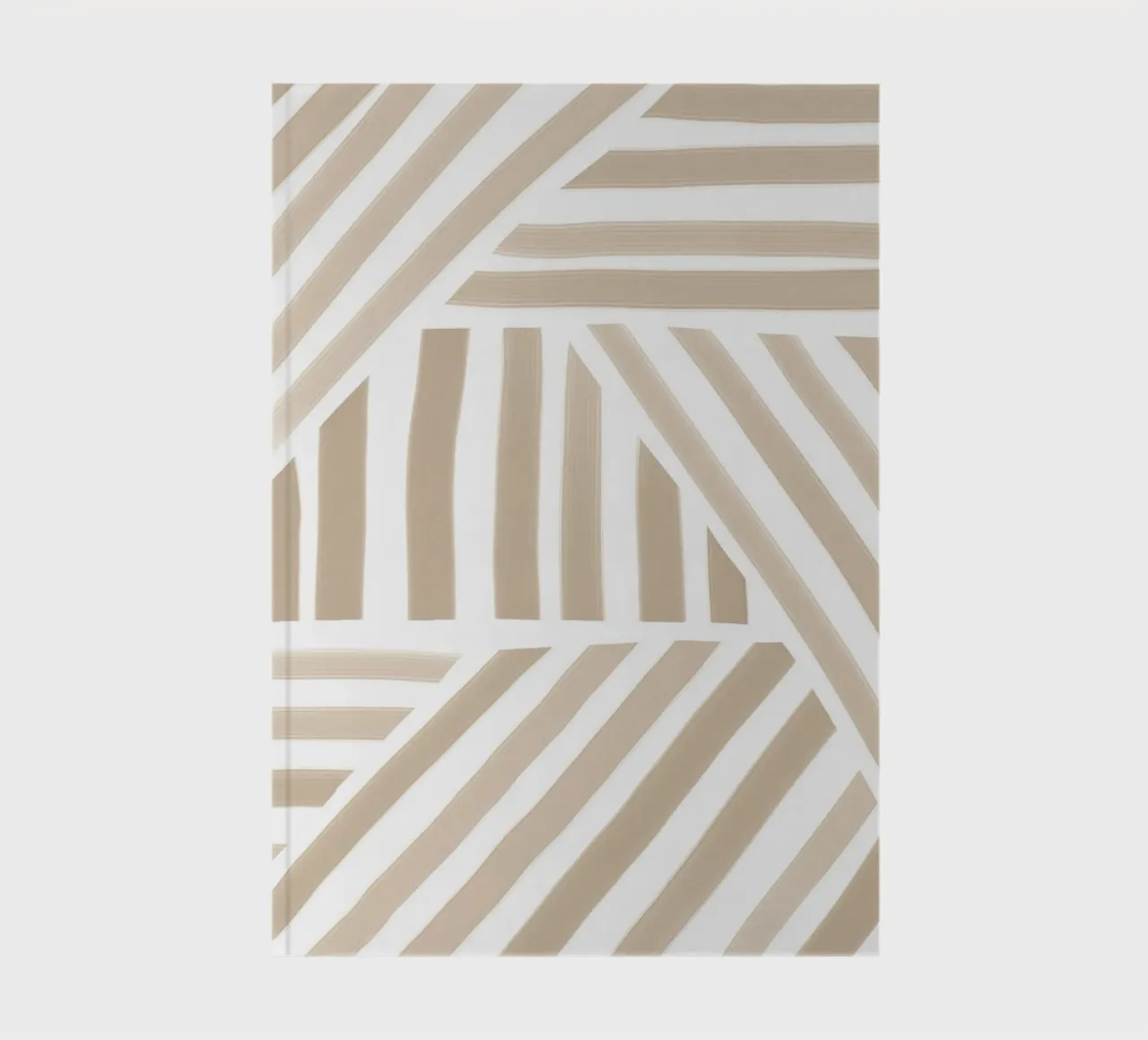Abstract Beige and White Geometric Stripe Pattern notebook by Melloi Art Print