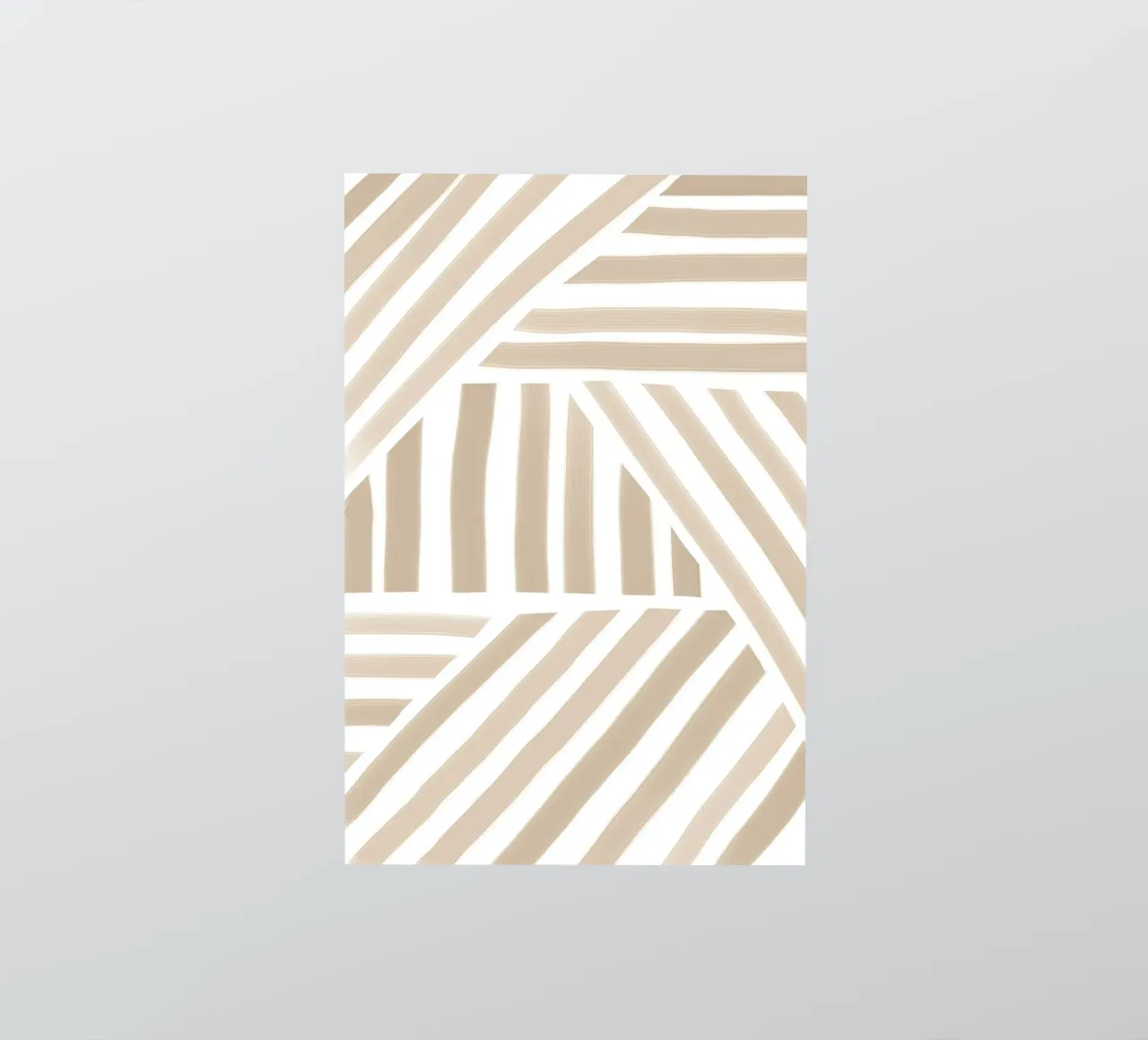Abstract Beige and White Geometric Stripe Pattern sticker by Melloi Art Print