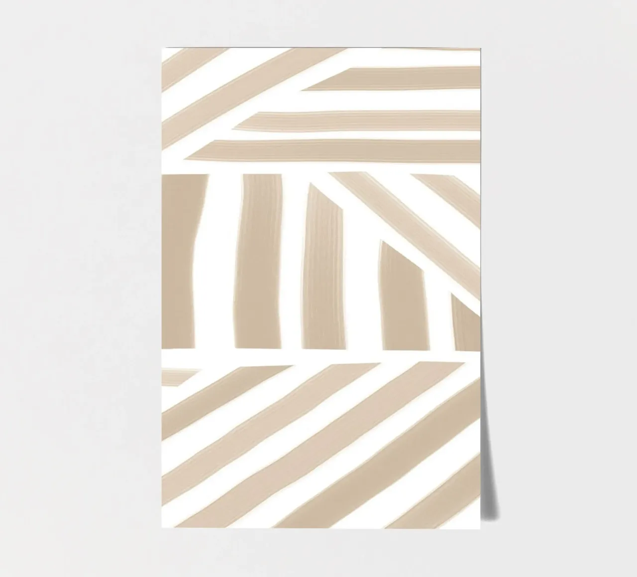 Abstract Beige and White Geometric Stripe Pattern sticker sheet by Melloi Art Print