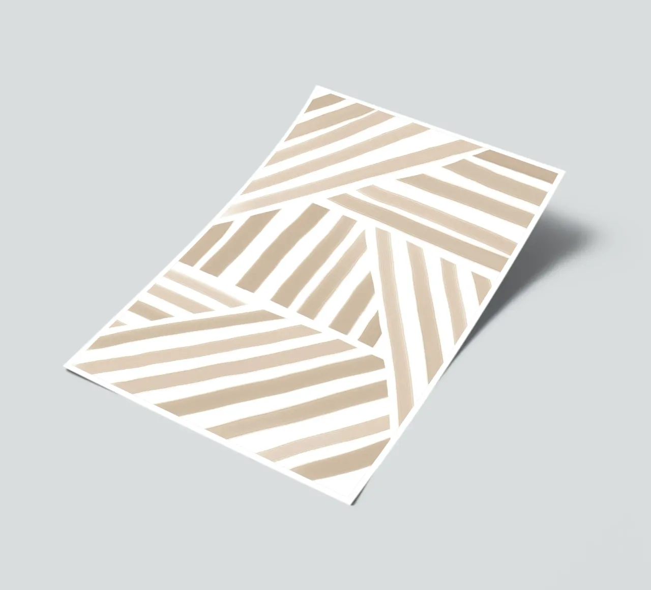 Abstract Beige and White Geometric Stripe Pattern sticker sheet by Melloi Art Print