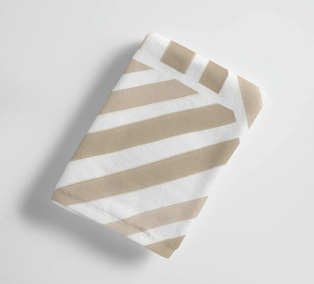 Abstract Beige and White Geometric Stripe Pattern towel by Melloi Art Print
