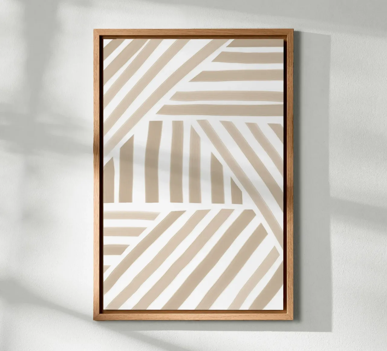Motif abstrait à rayures géométriques beige et blanc toile de Melloi Art Print